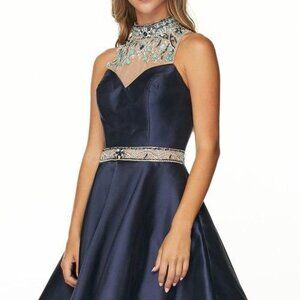Jeweled Halter Neck A-Line Shape Prom Dress JT770